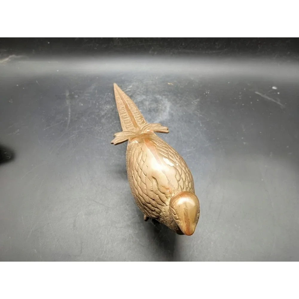 Vintage Brass Pheasant Figurine Long Tail Bird Statue Mid Century Decor 12